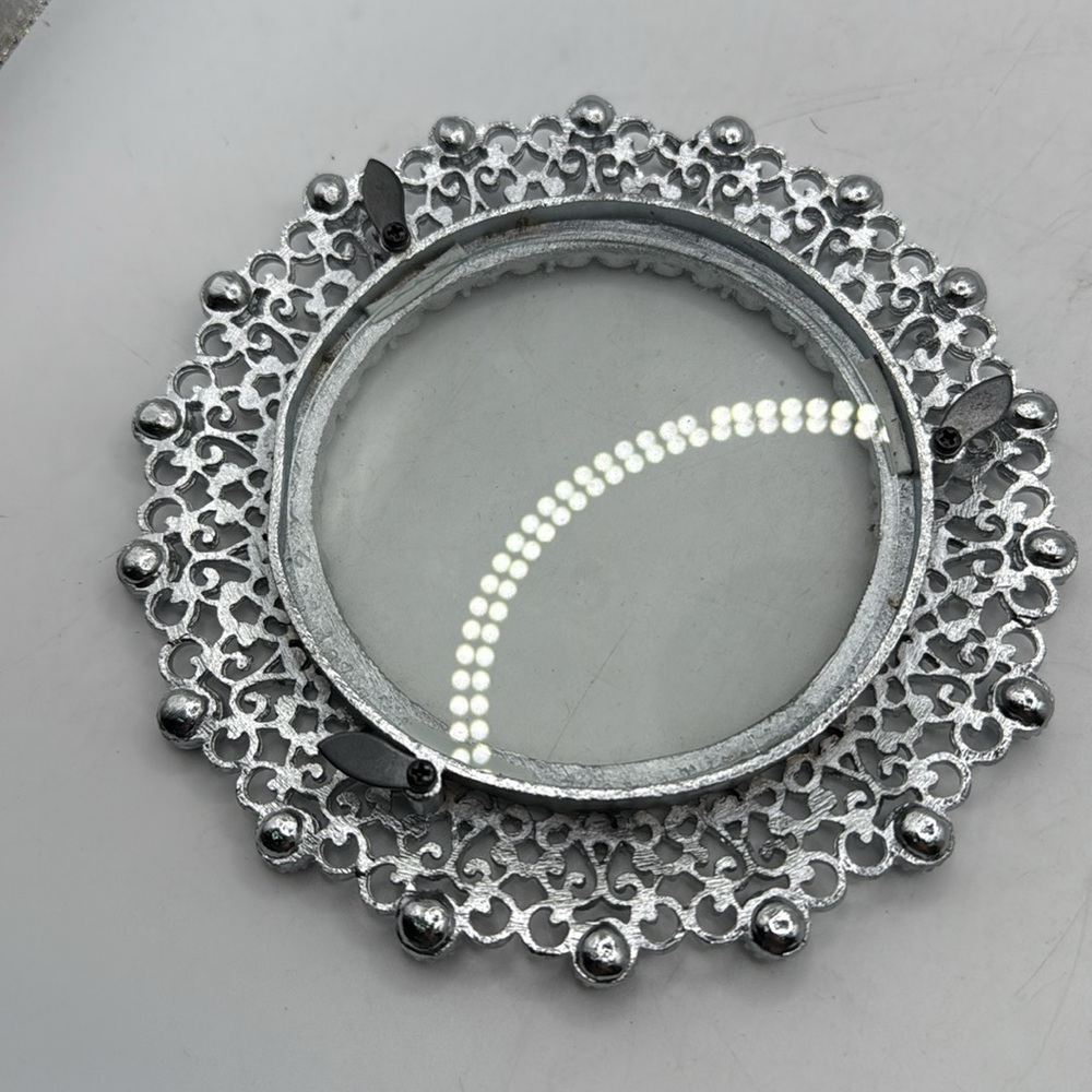Sunflower Designs Silver Tone Blue Rhinestone Ornate Round Photo Frame - Picture 6 of 7